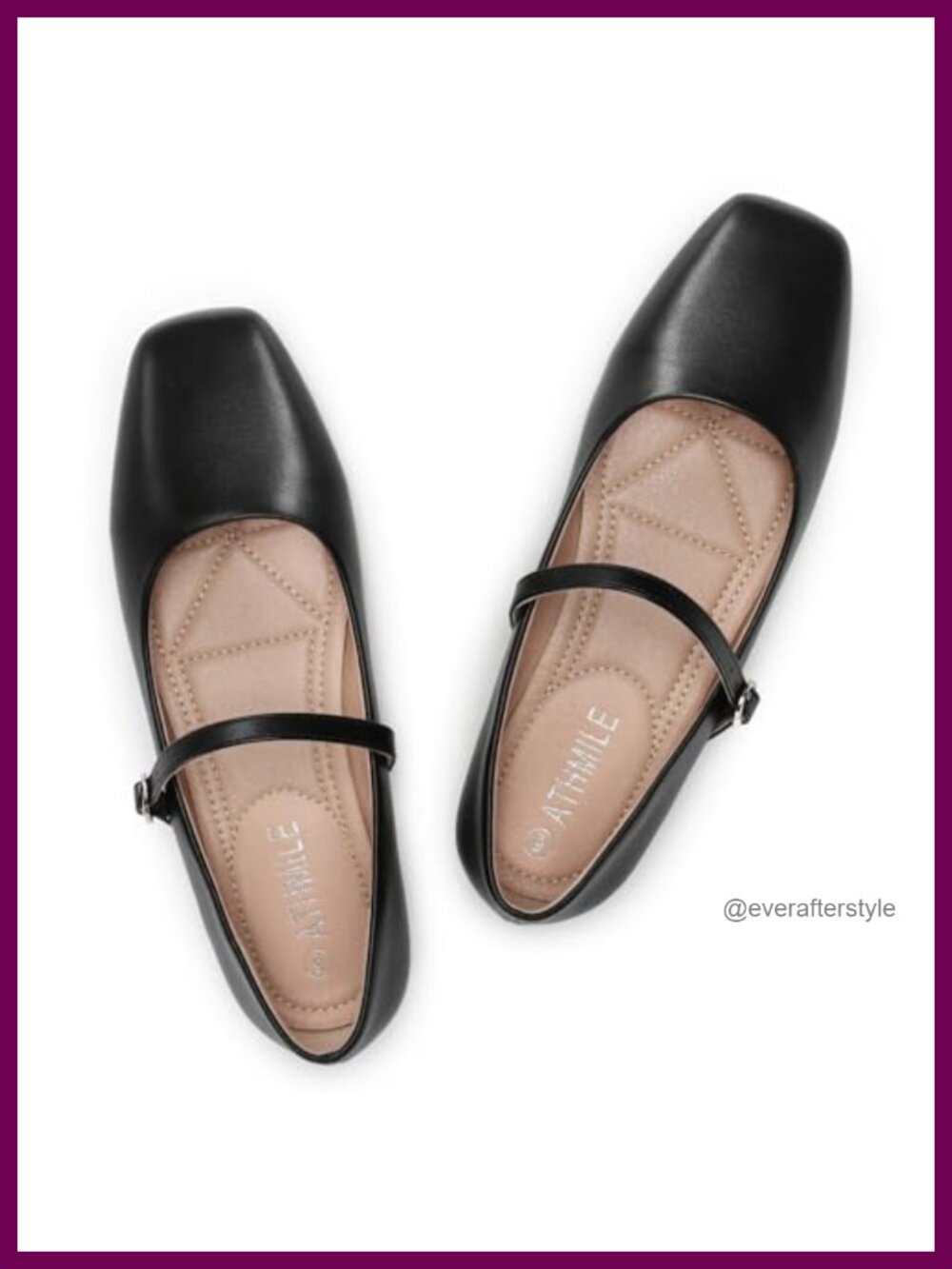 Women's Mary Jane Ballet Flats Square Toe Buckle Memory Foam Shoes